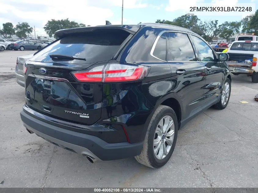 2020 Ford Edge Titanium VIN: 2FMPK3K93LBA72248 Lot: 40052108