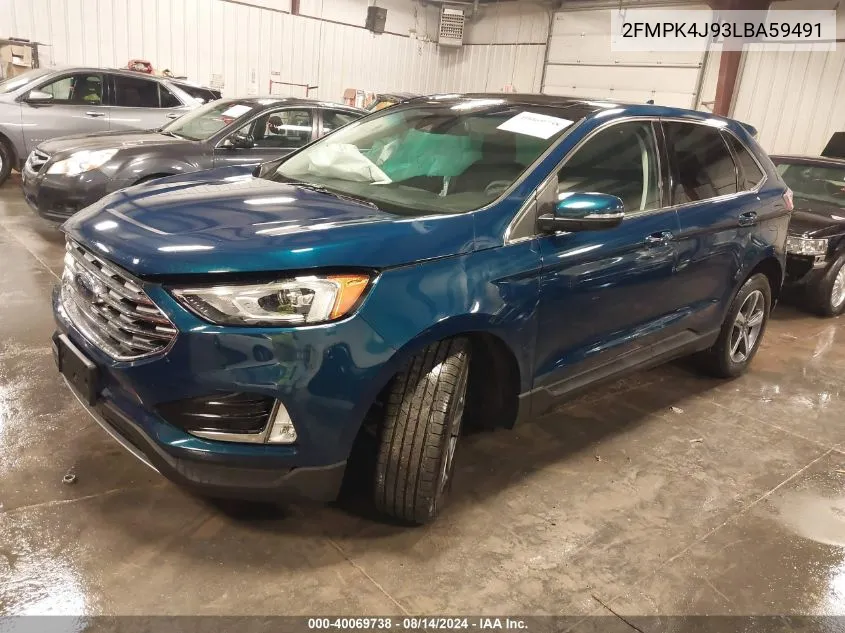 2020 Ford Edge Sel VIN: 2FMPK4J93LBA59491 Lot: 40069738