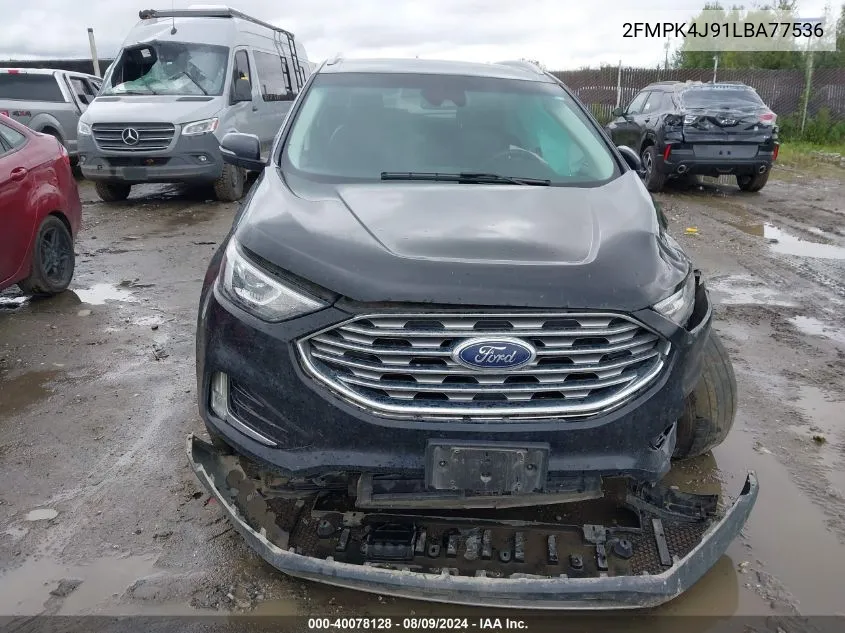 2020 Ford Edge Sel VIN: 2FMPK4J91LBA77536 Lot: 40078128