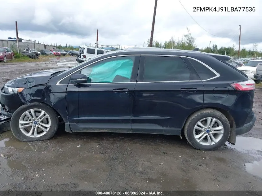 2020 Ford Edge Sel VIN: 2FMPK4J91LBA77536 Lot: 40078128