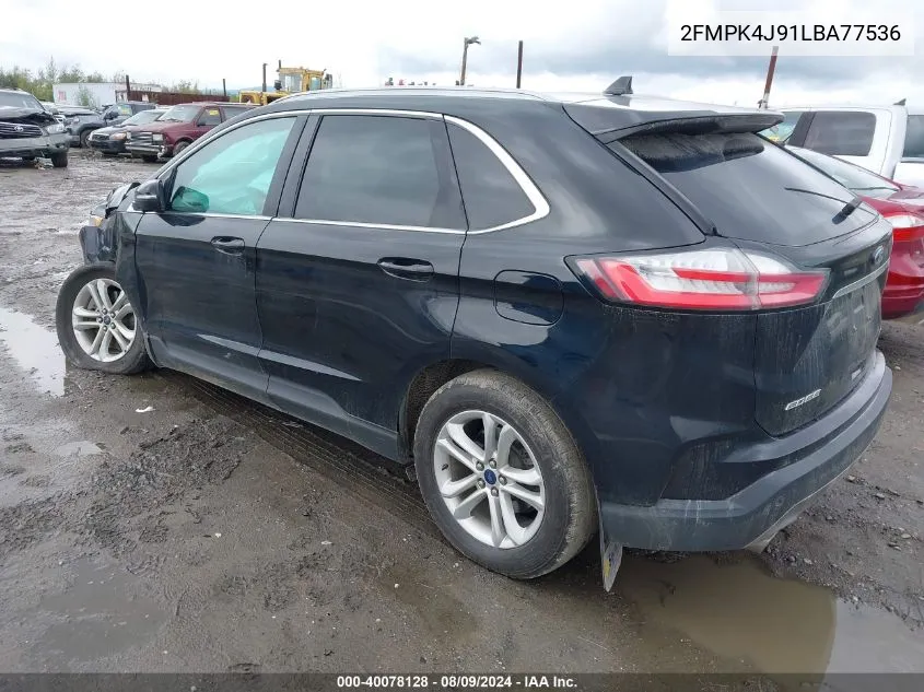 2020 Ford Edge Sel VIN: 2FMPK4J91LBA77536 Lot: 40078128