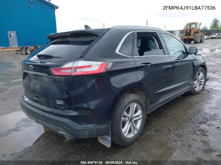 2020 Ford Edge Sel VIN: 2FMPK4J91LBA77536 Lot: 40078128