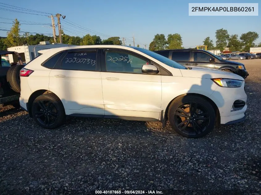 2020 Ford Edge St VIN: 2FMPK4AP0LBB60261 Lot: 40187665