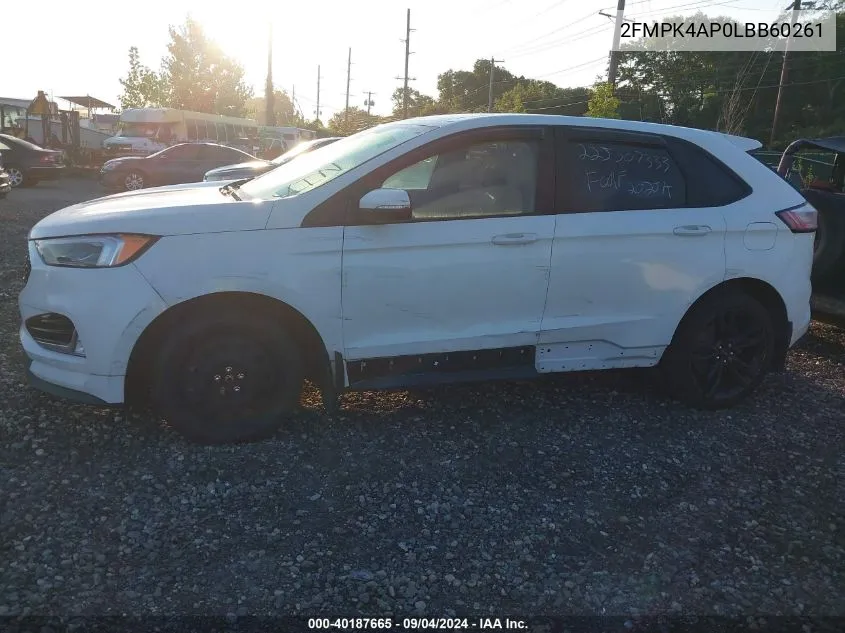 2020 Ford Edge St VIN: 2FMPK4AP0LBB60261 Lot: 40187665