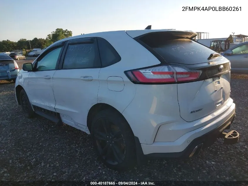 2020 Ford Edge St VIN: 2FMPK4AP0LBB60261 Lot: 40187665