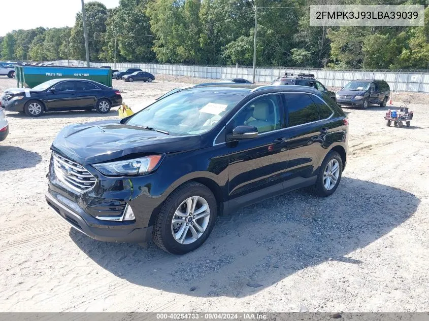 2020 Ford Edge Sel VIN: 2FMPK3J93LBA39039 Lot: 40254733