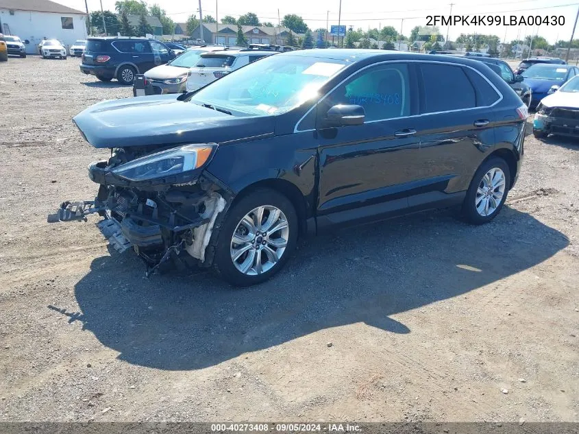 2020 Ford Edge Titanium VIN: 2FMPK4K99LBA00430 Lot: 40273408