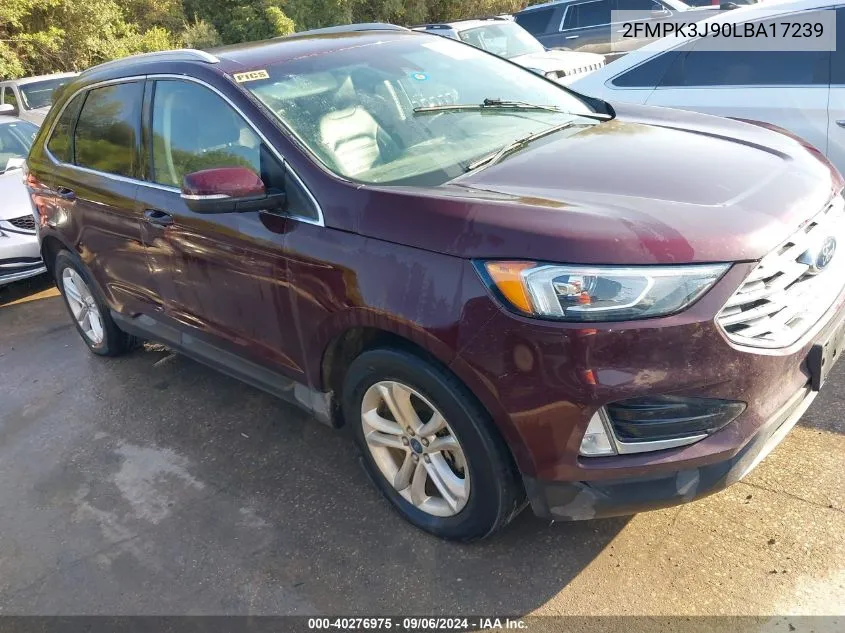 2020 Ford Edge Sel VIN: 2FMPK3J90LBA17239 Lot: 40276975