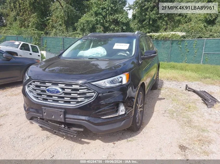 2020 Ford Edge Titanium VIN: 2FMPK4K91LBA89961 Lot: 40284755