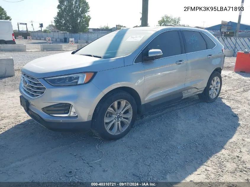 2020 Ford Edge Titanium VIN: 2FMPK3K95LBA71893 Lot: 40310721