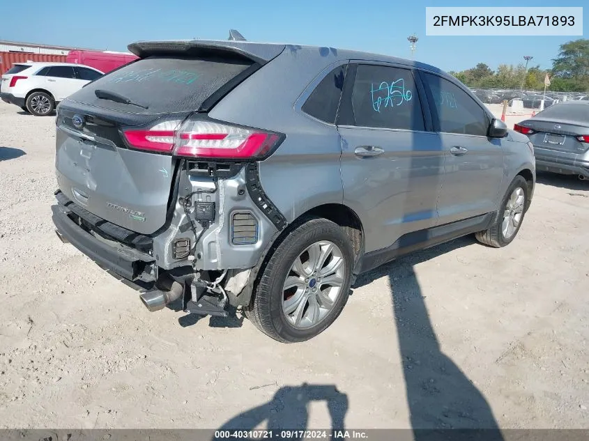 2020 Ford Edge Titanium VIN: 2FMPK3K95LBA71893 Lot: 40310721