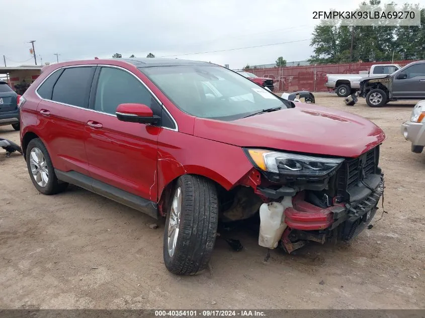 2020 Ford Edge Titanium VIN: 2FMPK3K93LBA69270 Lot: 40354101