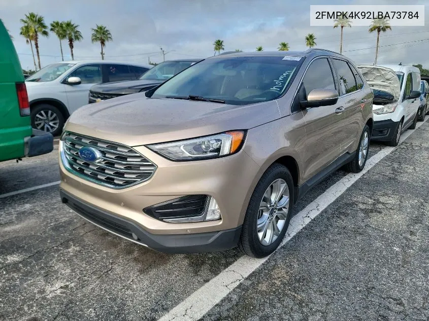 2020 Ford Edge Titanium VIN: 2FMPK4K92LBA73784 Lot: 40363530