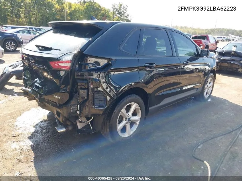 2020 Ford Edge Se VIN: 2FMPK3G92LBA62223 Lot: 40365425