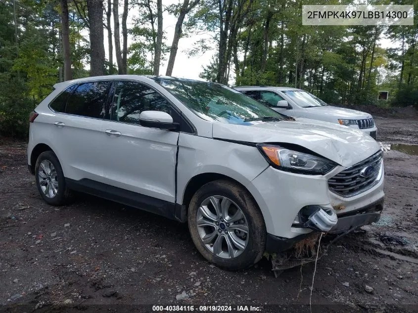 2020 Ford Edge Titanium VIN: 2FMPK4K97LBB14300 Lot: 40384116