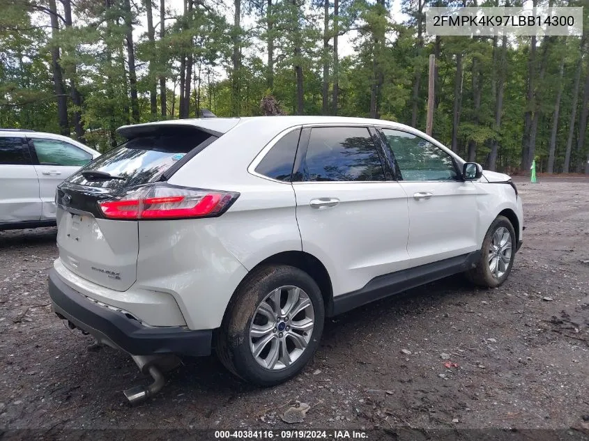 2020 Ford Edge Titanium VIN: 2FMPK4K97LBB14300 Lot: 40384116