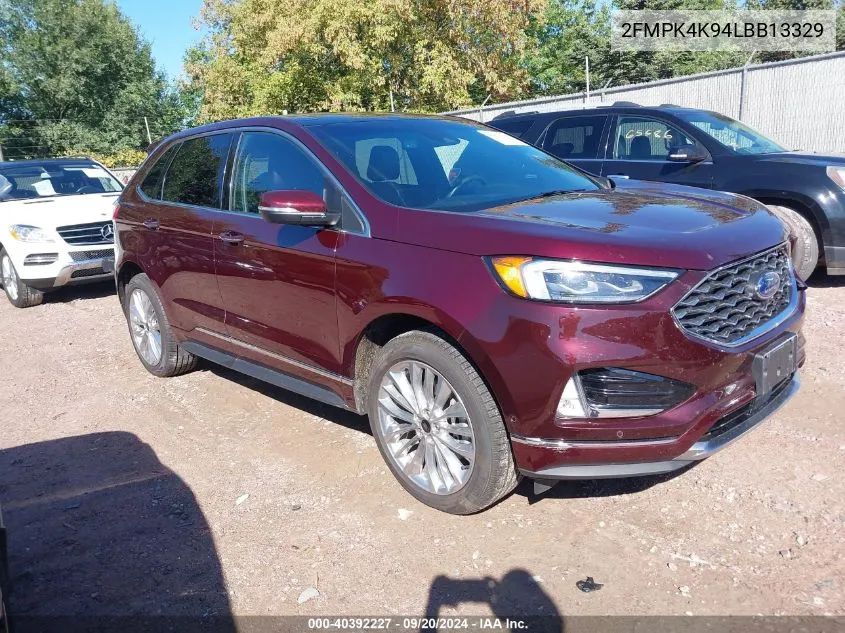 2020 Ford Edge Titanium VIN: 2FMPK4K94LBB13329 Lot: 40392227