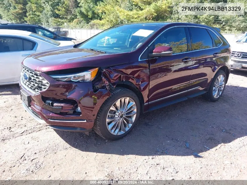 2020 Ford Edge Titanium VIN: 2FMPK4K94LBB13329 Lot: 40392227