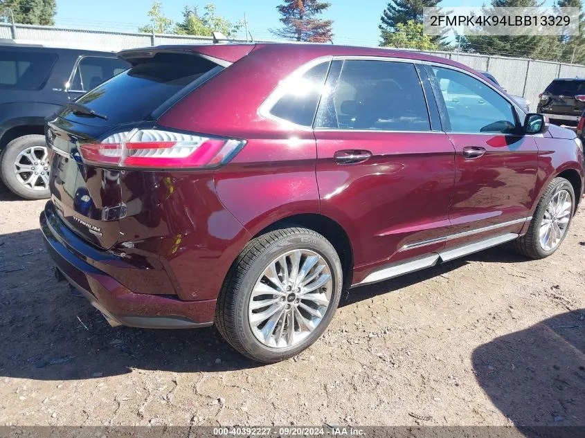 2020 Ford Edge Titanium VIN: 2FMPK4K94LBB13329 Lot: 40392227