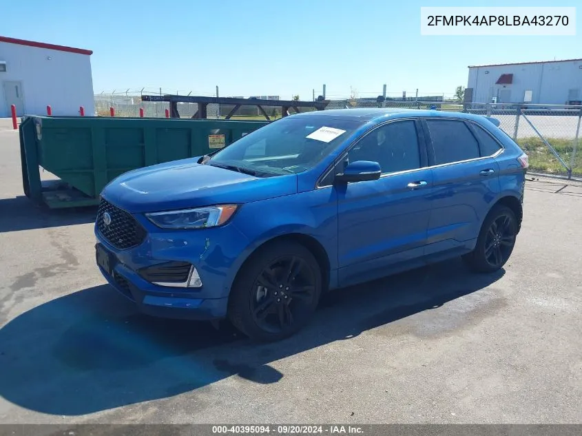 2020 Ford Edge St VIN: 2FMPK4AP8LBA43270 Lot: 40395094