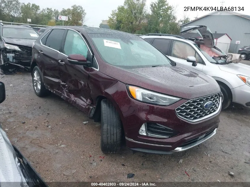 2020 Ford Edge Titanium VIN: 2FMPK4K94LBA68134 Lot: 40402803