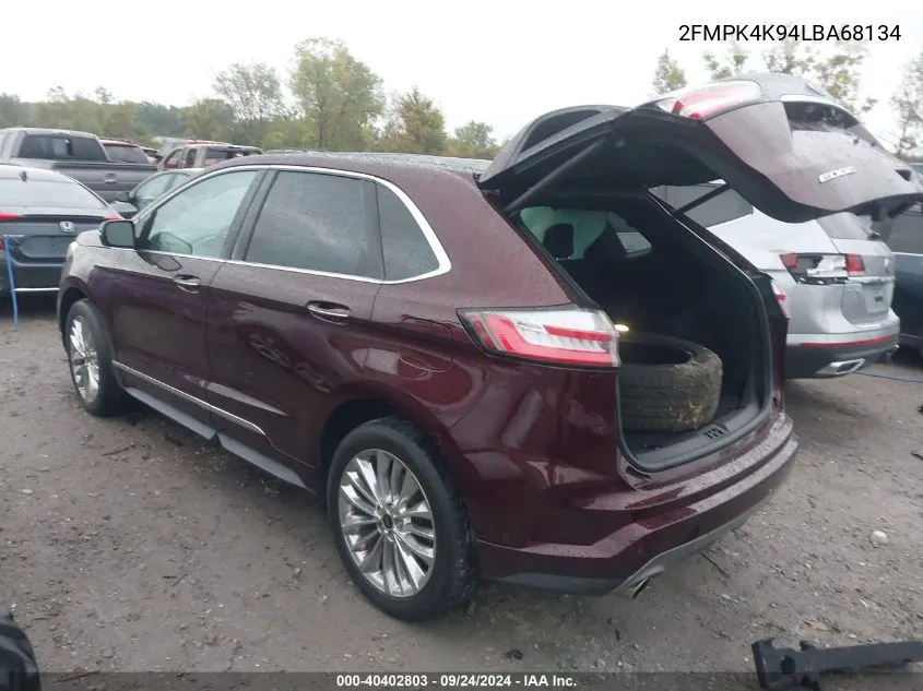 2020 Ford Edge Titanium VIN: 2FMPK4K94LBA68134 Lot: 40402803