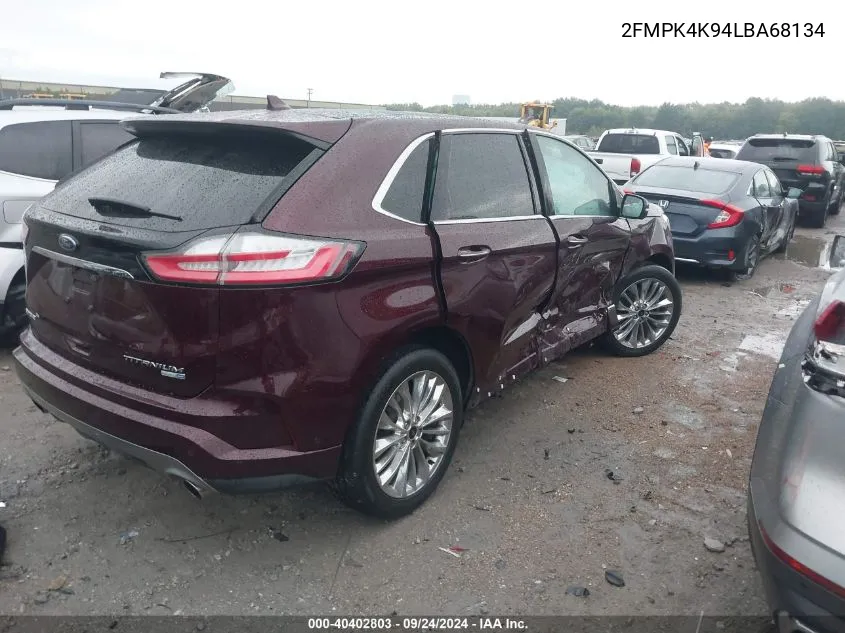 2020 Ford Edge Titanium VIN: 2FMPK4K94LBA68134 Lot: 40402803