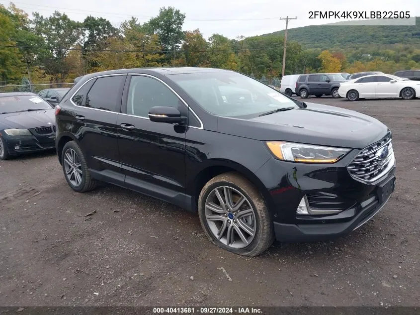 2020 Ford Edge Titanium VIN: 2FMPK4K9XLBB22505 Lot: 40413681