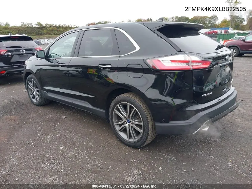 2020 Ford Edge Titanium VIN: 2FMPK4K9XLBB22505 Lot: 40413681