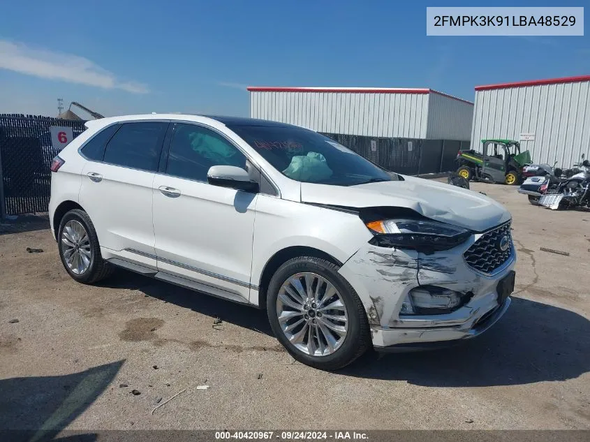 2020 Ford Edge Titanium VIN: 2FMPK3K91LBA48529 Lot: 40420967