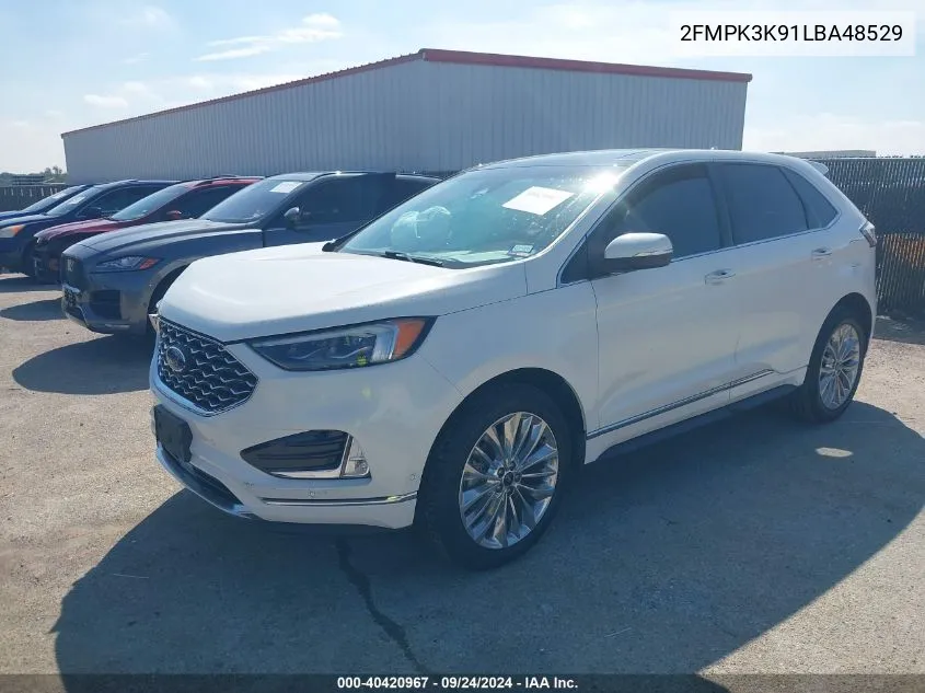 2020 Ford Edge Titanium VIN: 2FMPK3K91LBA48529 Lot: 40420967