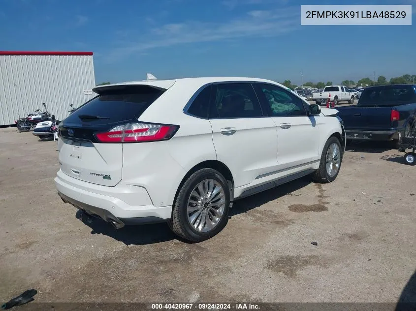 2020 Ford Edge Titanium VIN: 2FMPK3K91LBA48529 Lot: 40420967