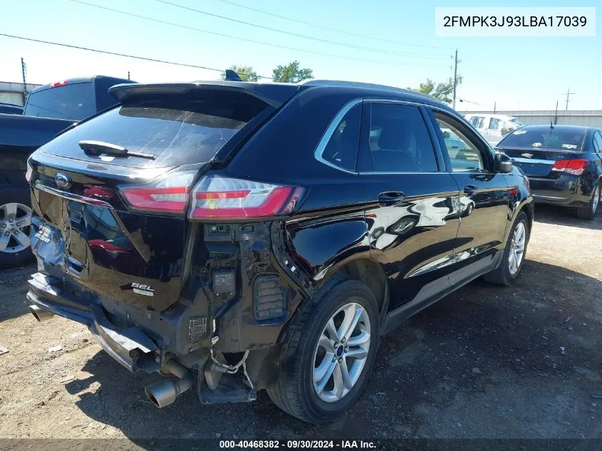 2020 Ford Edge Sel VIN: 2FMPK3J93LBA17039 Lot: 40468382