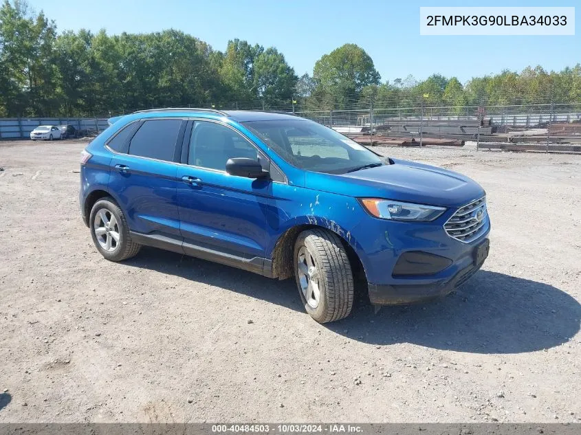 2020 Ford Edge Se VIN: 2FMPK3G90LBA34033 Lot: 40484503