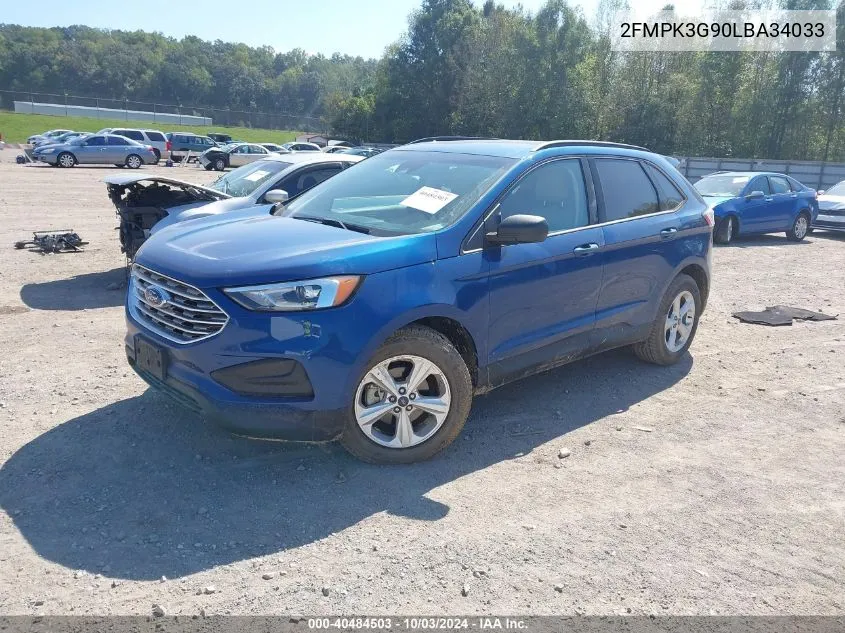 2020 Ford Edge Se VIN: 2FMPK3G90LBA34033 Lot: 40484503