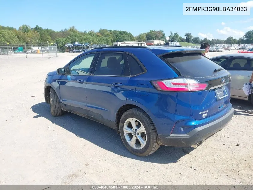 2020 Ford Edge Se VIN: 2FMPK3G90LBA34033 Lot: 40484503