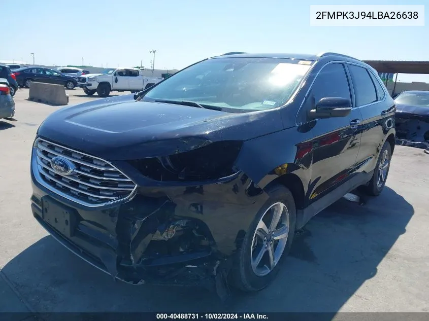 2020 Ford Edge Sel VIN: 2FMPK3J94LBA26638 Lot: 40488731