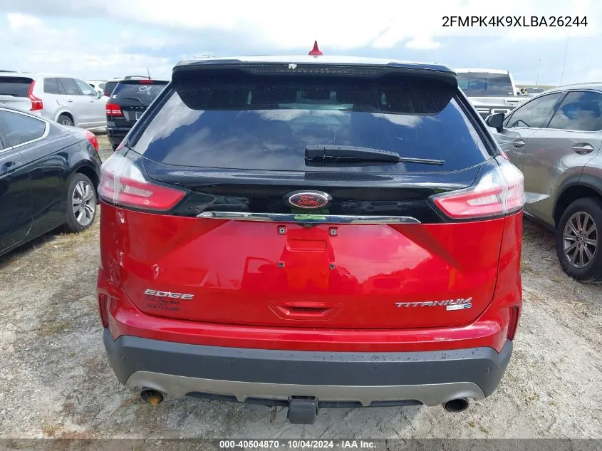 2020 Ford Edge Titanium VIN: 2FMPK4K9XLBA26244 Lot: 40504870