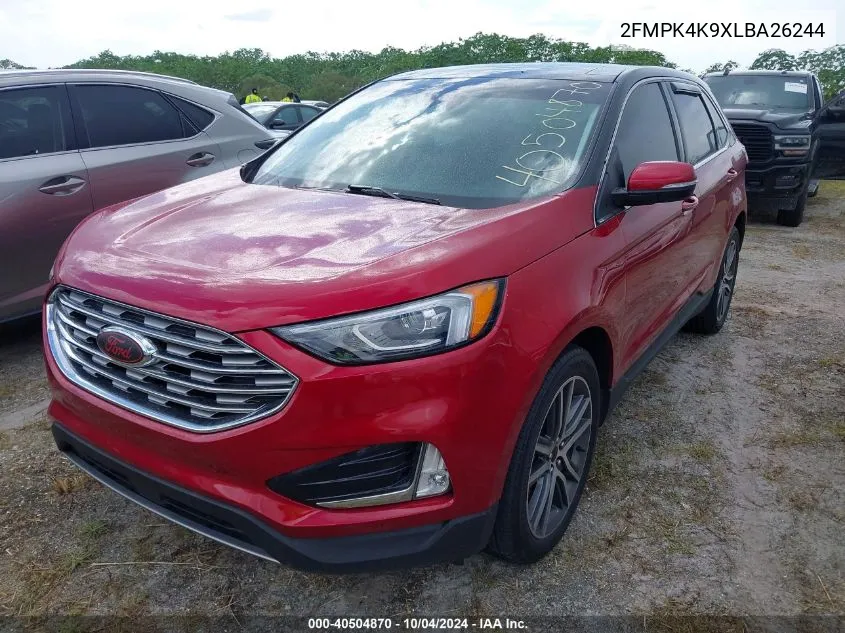 2020 Ford Edge Titanium VIN: 2FMPK4K9XLBA26244 Lot: 40504870