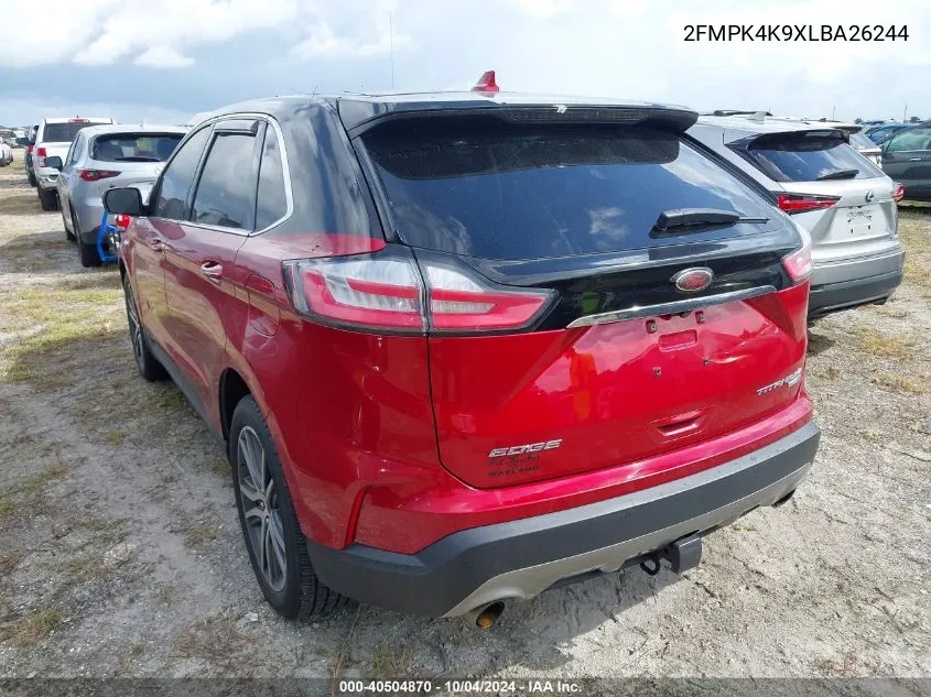 2020 Ford Edge Titanium VIN: 2FMPK4K9XLBA26244 Lot: 40504870