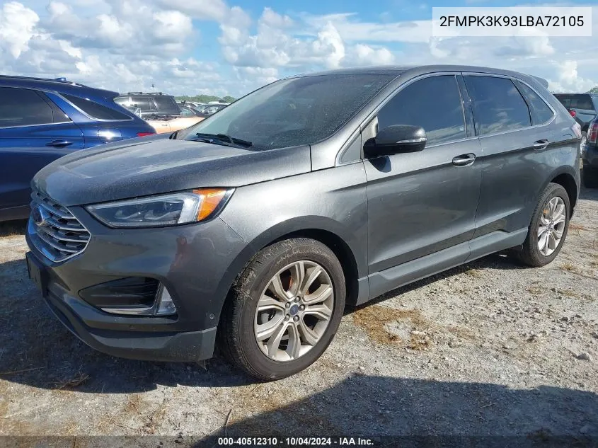 2020 Ford Edge Titanium VIN: 2FMPK3K93LBA72105 Lot: 40512310