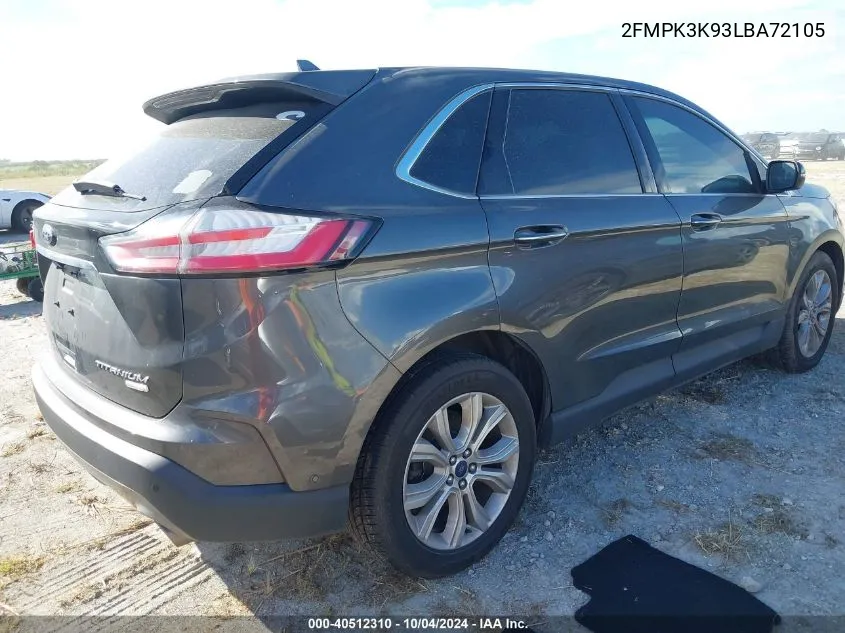 2020 Ford Edge Titanium VIN: 2FMPK3K93LBA72105 Lot: 40512310