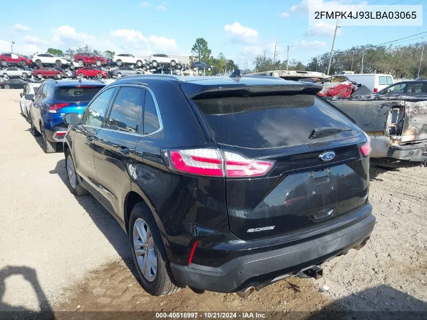 2020 Ford Edge Sel VIN: 2FMPK4J93LBA03065 Lot: 40518997