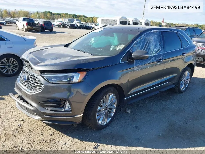 2020 Ford Edge Titanium VIN: 2FMPK4K93LBA84499 Lot: 40535009