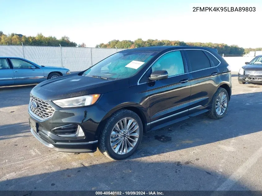 2020 Ford Edge Titanium VIN: 2FMPK4K95LBA89803 Lot: 40540102