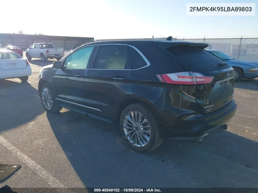 2020 Ford Edge Titanium VIN: 2FMPK4K95LBA89803 Lot: 40540102