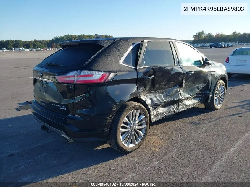 2020 Ford Edge Titanium VIN: 2FMPK4K95LBA89803 Lot: 40540102