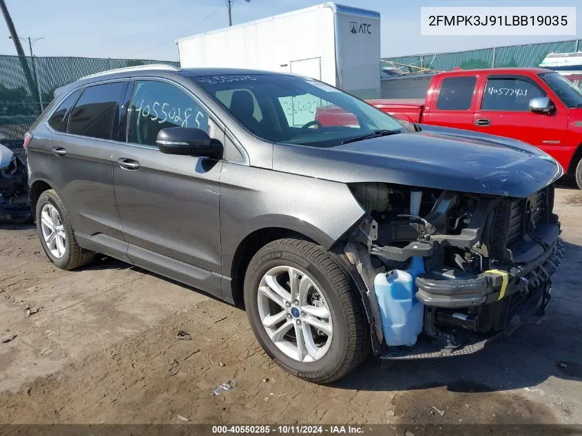 2020 Ford Edge Sel VIN: 2FMPK3J91LBB19035 Lot: 40550285