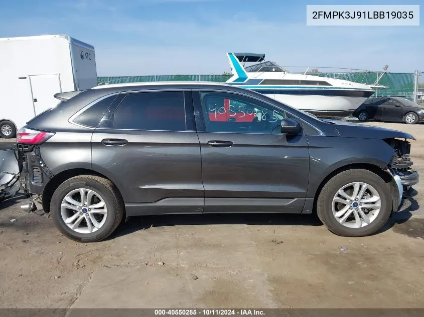 2020 Ford Edge Sel VIN: 2FMPK3J91LBB19035 Lot: 40550285