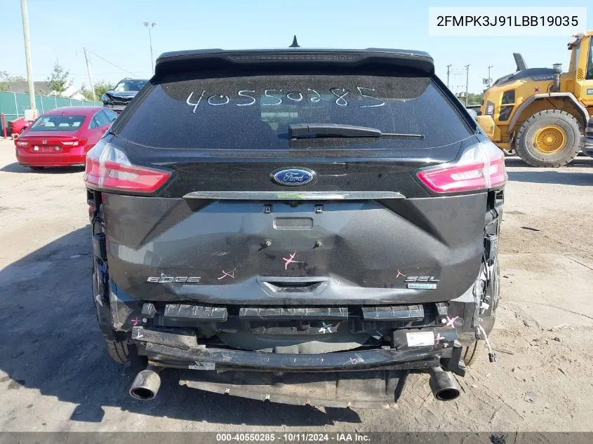 2020 Ford Edge Sel VIN: 2FMPK3J91LBB19035 Lot: 40550285